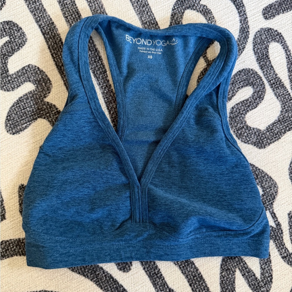 Beyond Yoga Spacedye Lift Your Spirits Bra XS blue